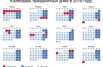 Календарь выходных и праздников на 2018 год